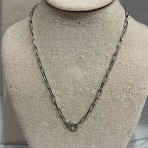 Stella & Dot Silver Paperclip Link Necklace with Toggle Drop
